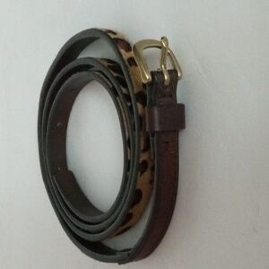 1937 Leather Animal Hair Belt M/L Brown Preowned